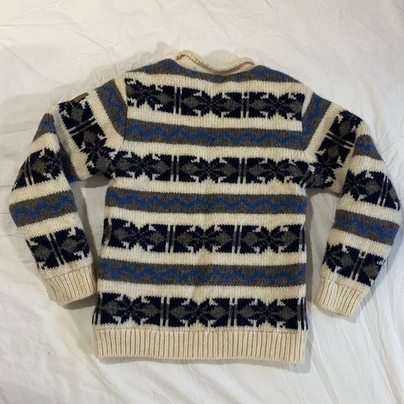 BALTA Vintage 100% wool fisherman grandpa core thick aztec sweater - Picture 3 of 13